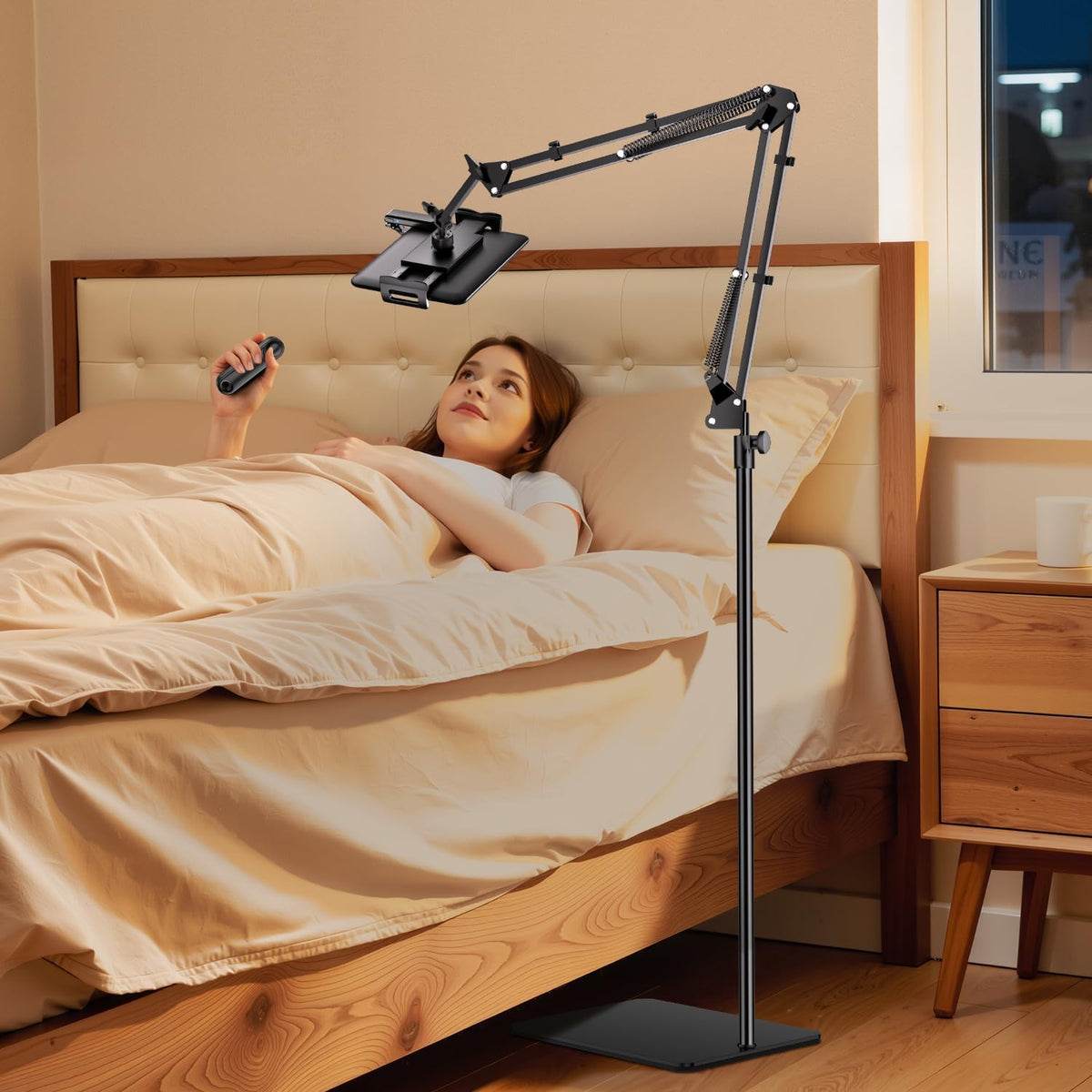 Tryone Tablet Floor Stand for Kindle Holder: E-Book Bed Mount with Page Turne...