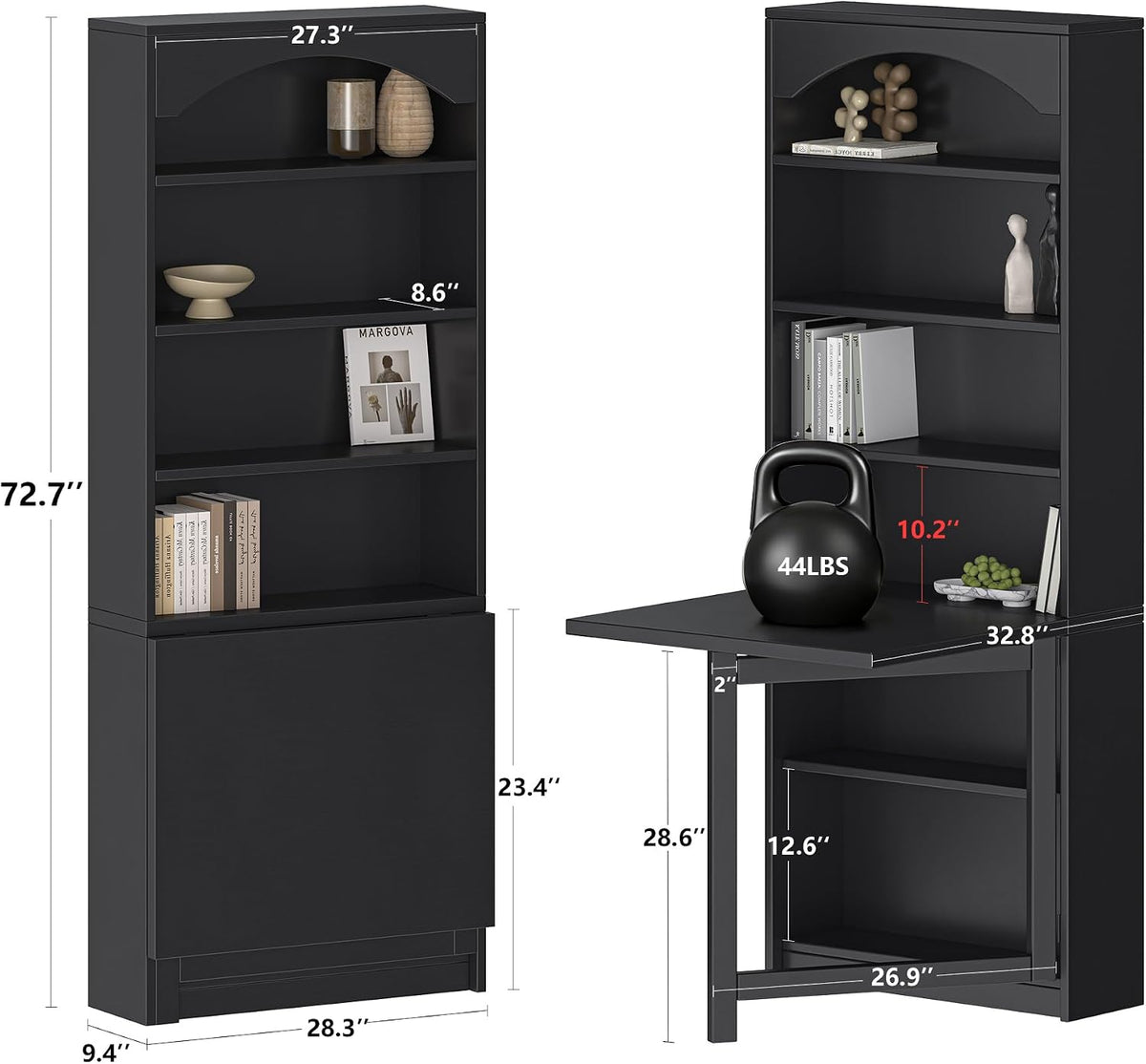 Einhomn Folding Desk with Storage, Space-Saving Foldable Convertible Writing ...