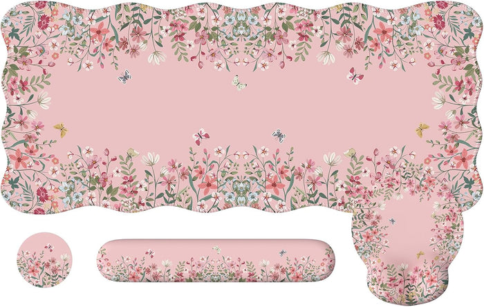 iCasso Pink Keyboard Mat 35.4"x15.7", Desk Protector for Classroom