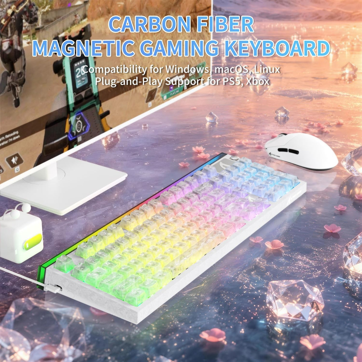 ATTACK SHARK R98 HE 8KHz Wired Hall Effect Gaming Keyboard,98% Layout,White