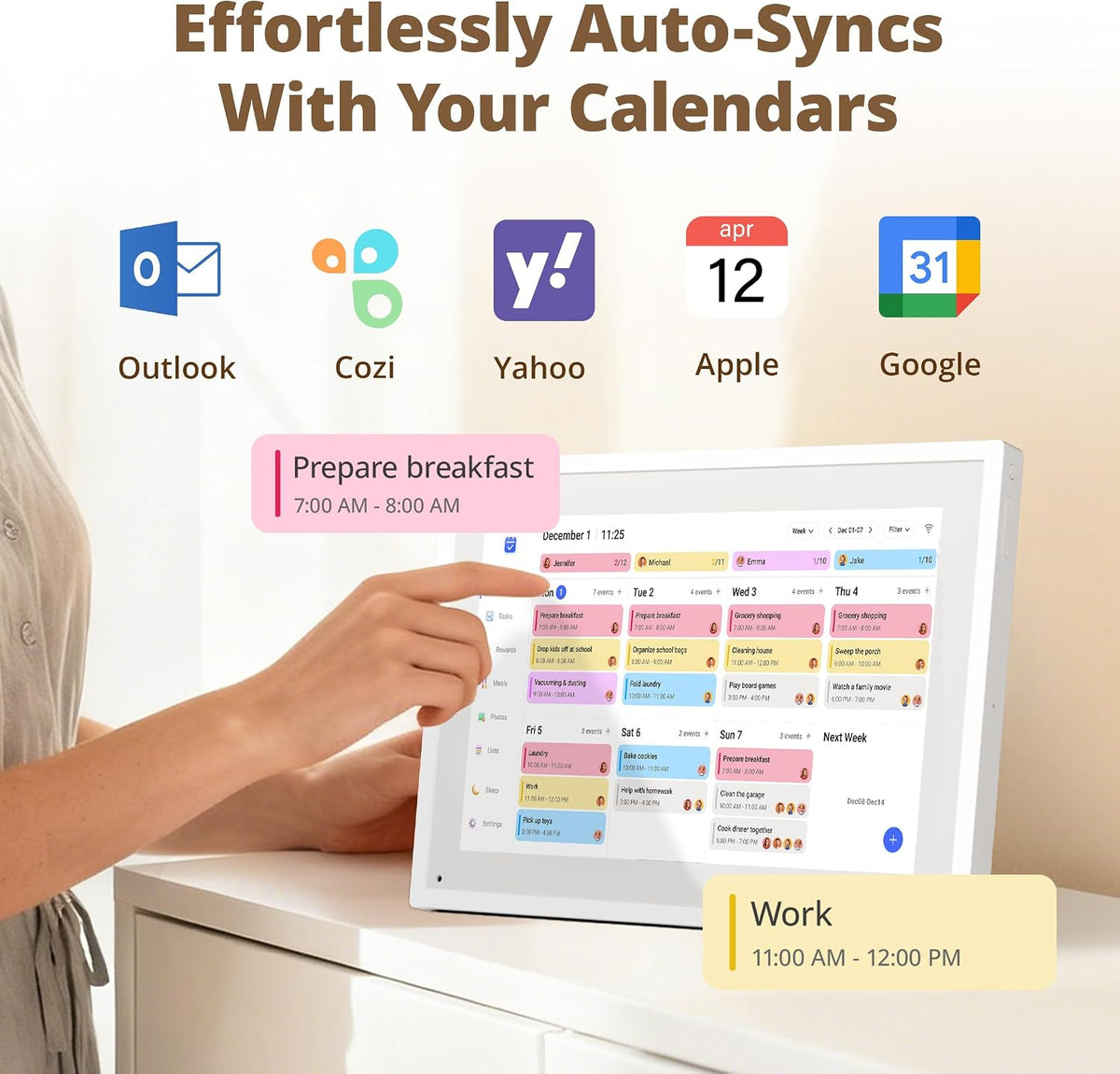 Dragon Touch 10.1 inch Digital Calendar Chore Chart – Interactive Touchscreen...