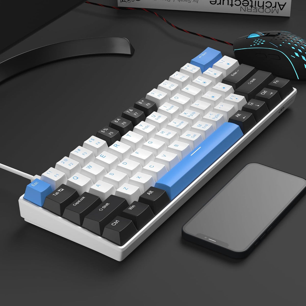 Camiysn 60% Mechanical Gaming Keyboard,Mixed Color Keycaps Gaming Keyboard wi...