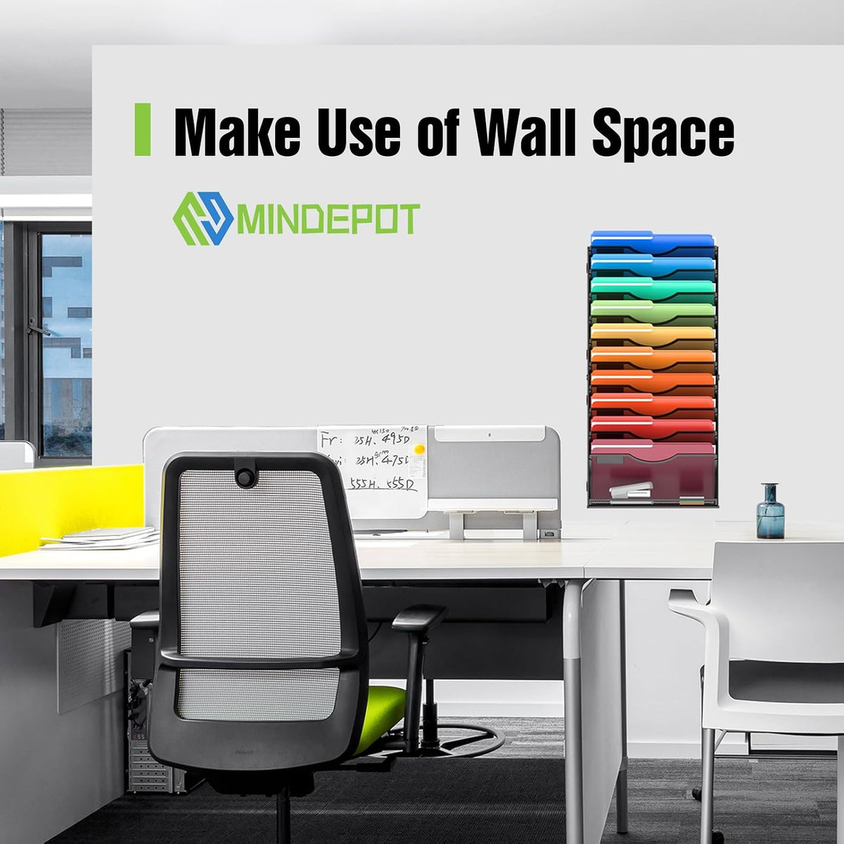 MINDEPOT 11 Tier Wall File Holder Hanging Wall Mount Paper File Organizer for...
