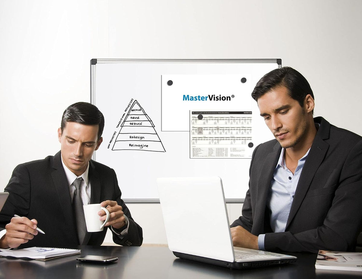 MasterVision Maya Series Double Sided Melamine Dry Erase White Board with Sna...