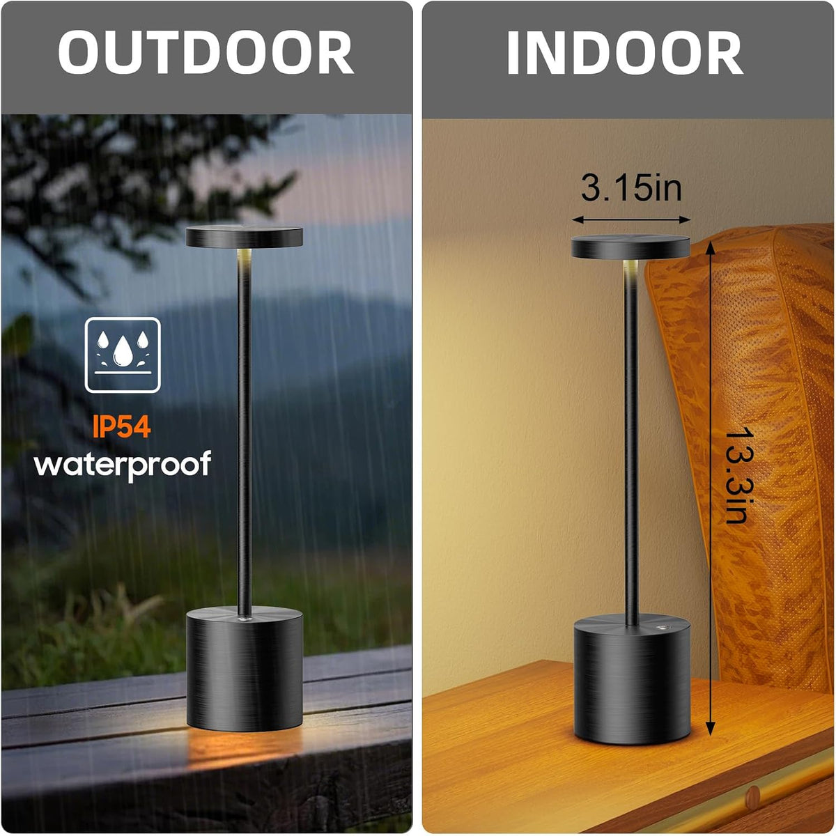 LED Cordless Table Lamp Rechargeable,Battery Powered Outdoor Lights
