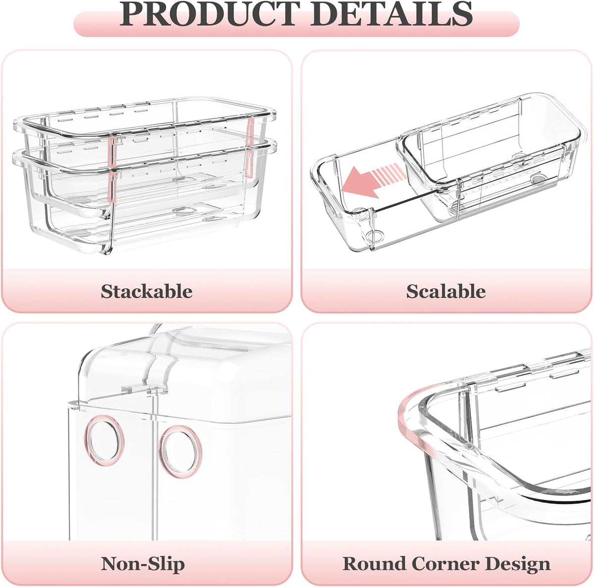 DILIBRA 16 Pcs Clear Extendable Drawer Organizer, Adjustable Drawer Storage