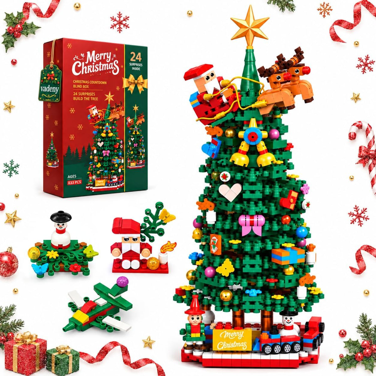 Advent Calendar 2026 Christmas Tree Building Blocks 24 Days Countdown Set