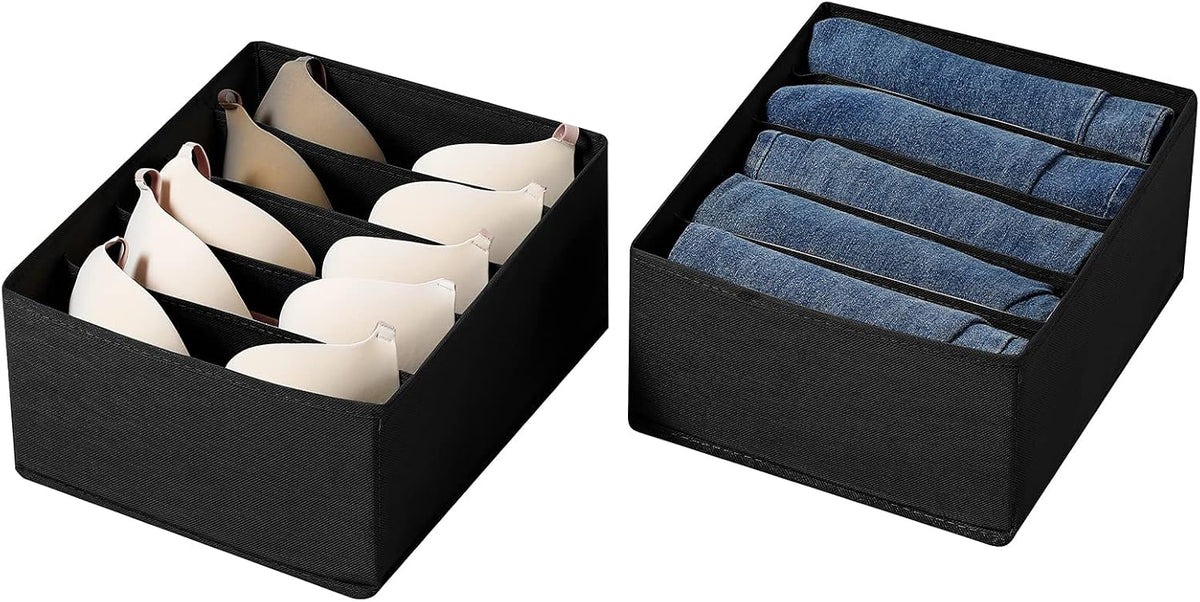 Jeans Drawer Organizers for Clothing, 5 Compartment Wardrobe Storage Box, Was...