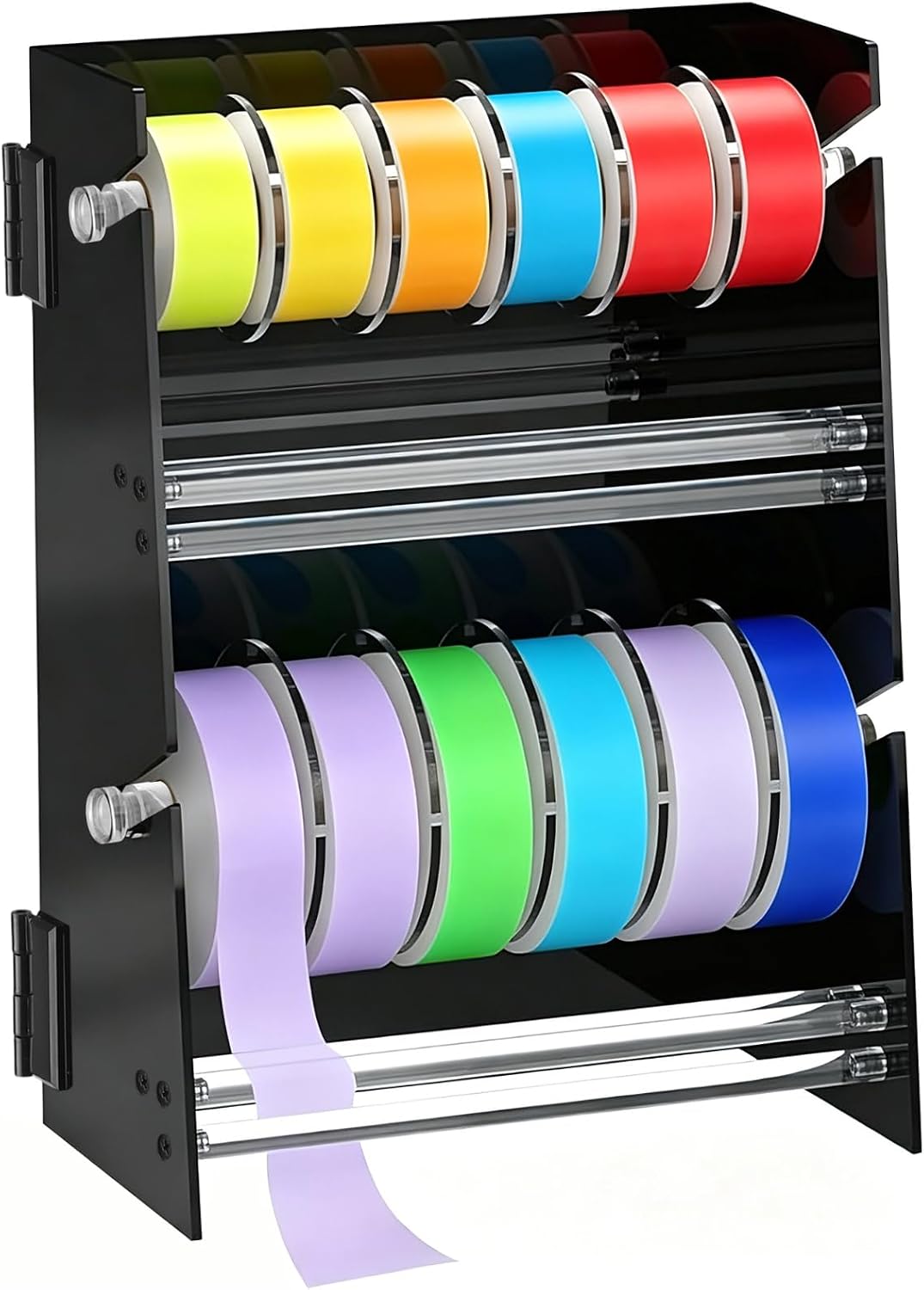 Sticker Dispenser,2-Layer Acrylic Sticker Roll Holder with 12 Sticker Rolls,S...