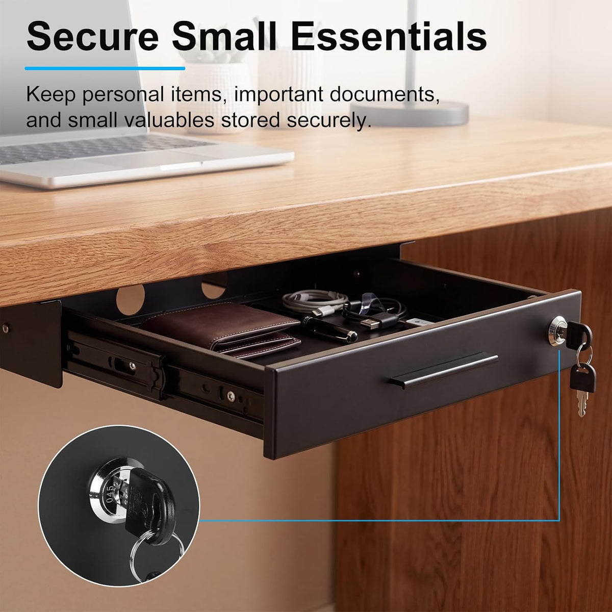Menkxi 16'' x 12'' Under Desk Drawer Slide Out Storage Organi...
