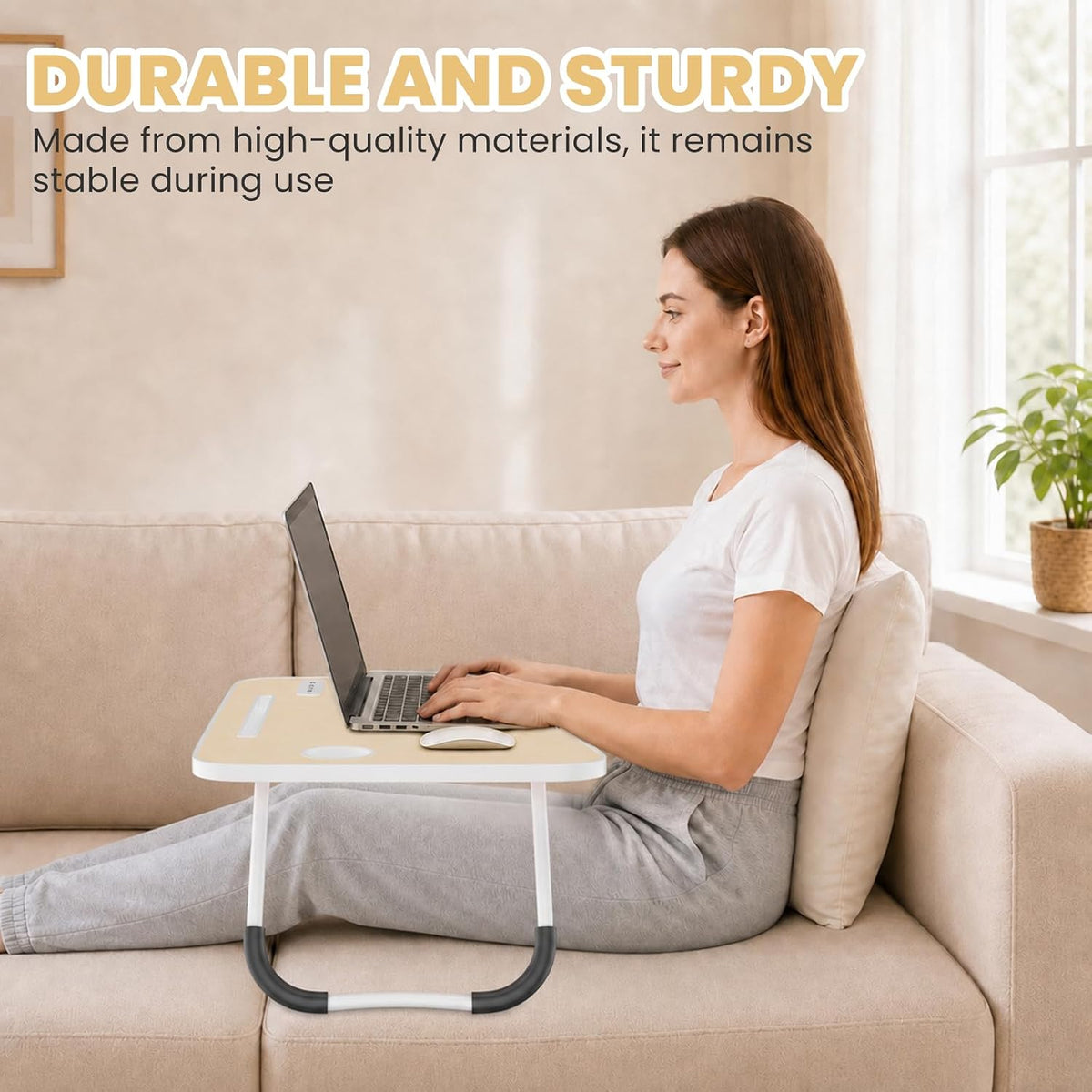 Lap Desk for Laptop Tray, Foldable Laptop Bed Desk with Storage Drawer