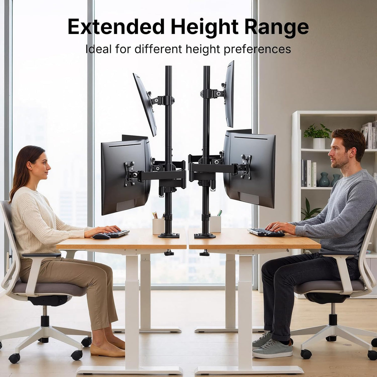 HUANUO 4 Monitor Mount for 13-34 Inch Screens, Fully Adjustable Heavy Duty Mo...
