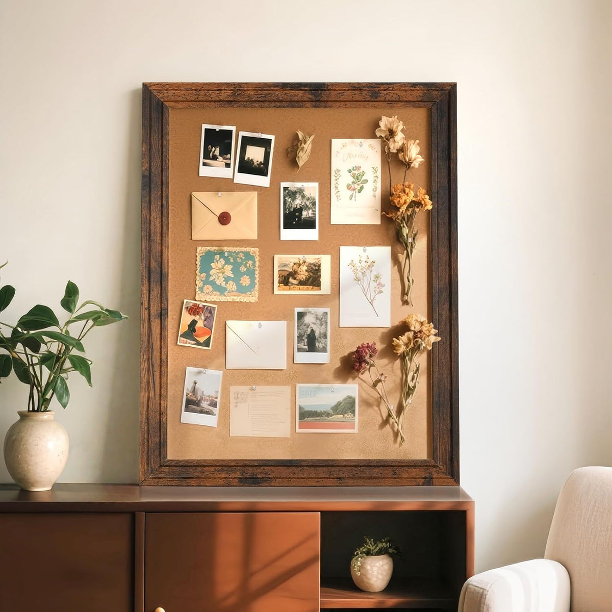 Cork Board Bulletin Board, 24"x18" Corkboard for Wall