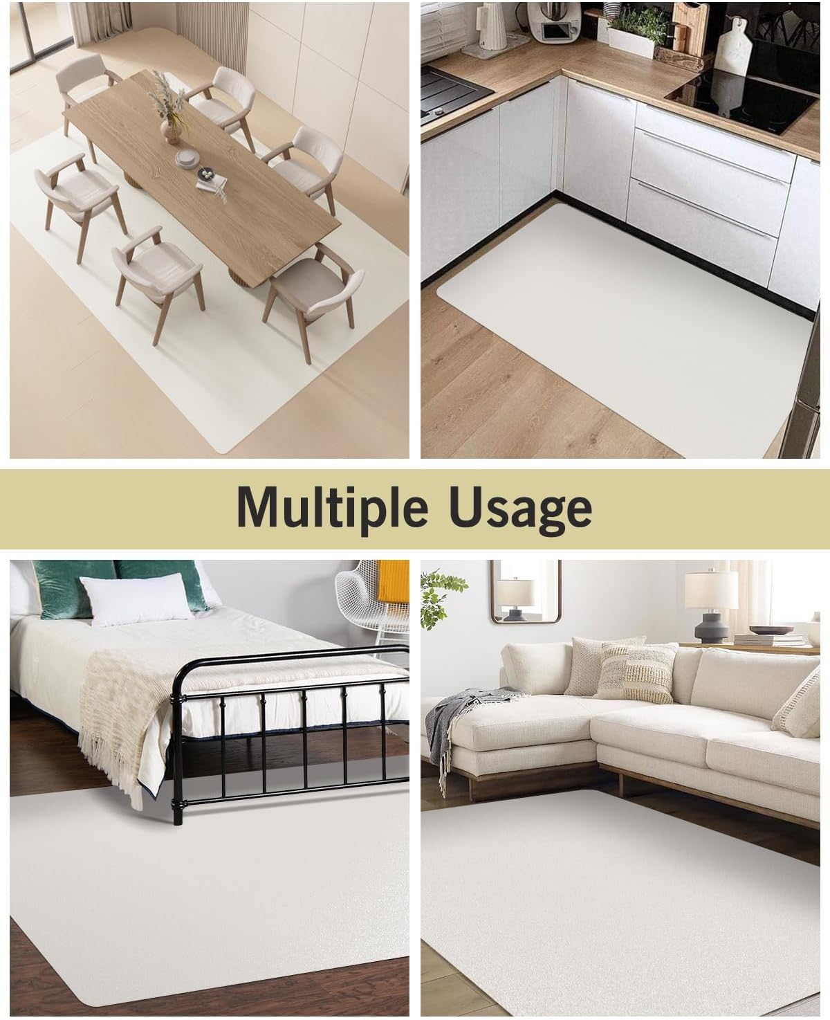 Soft Plastic Floor Mat for Under Dining Table, 5'×7' Beige Waterproof