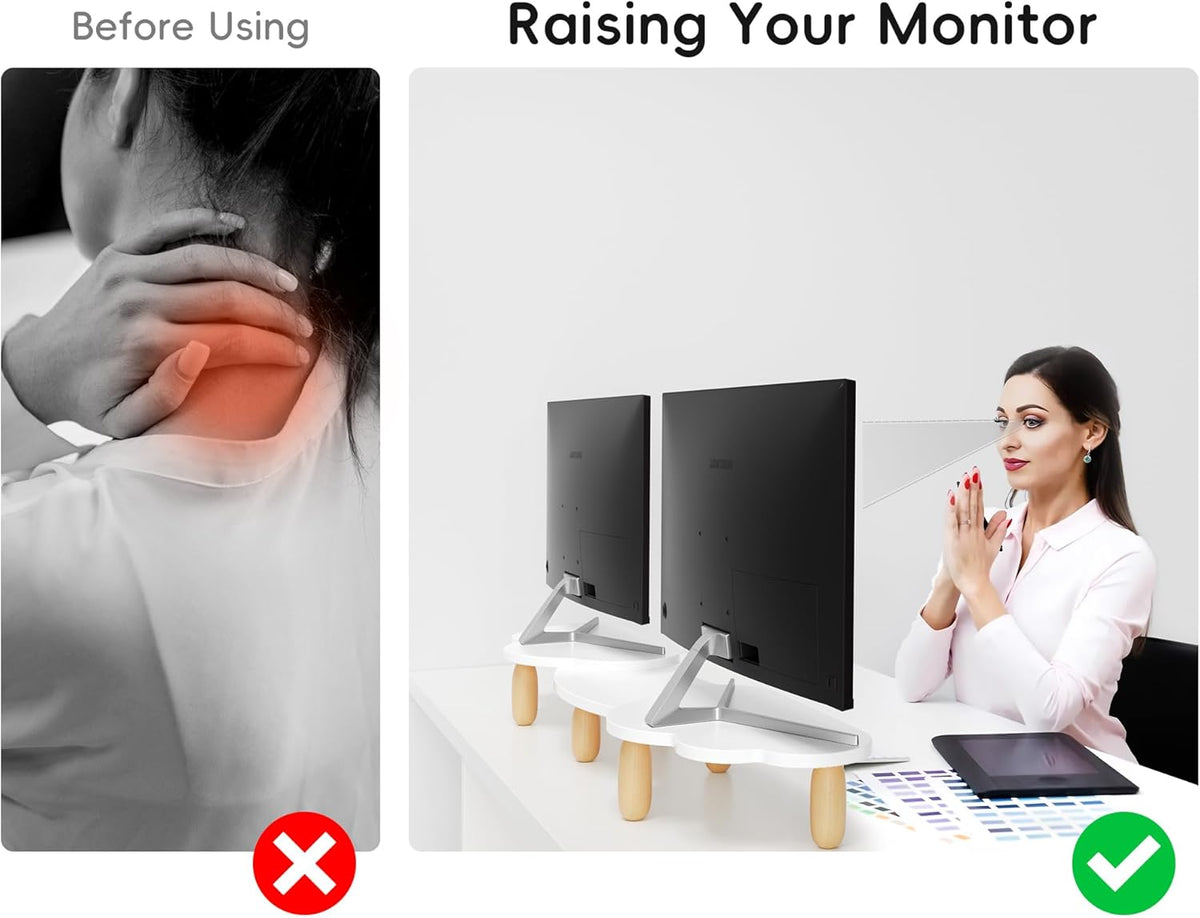 AFOOYO Dual Monitor Stand Riser,Rainbow Cloud Desktop Computer Stand for 2 Mo...