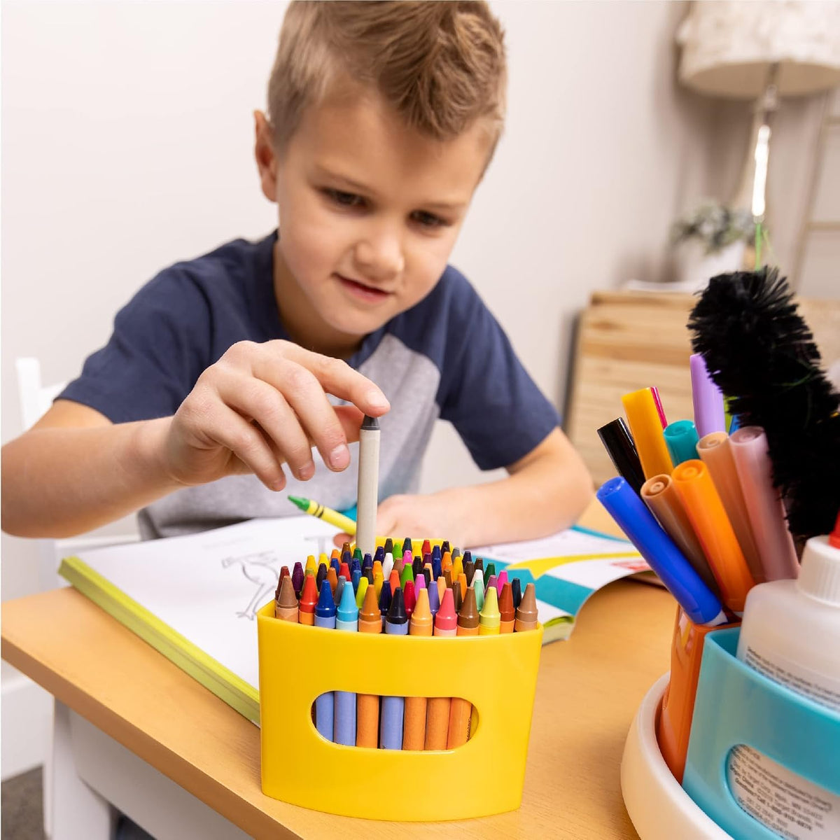 Hapinest Rotating Art Supply Organizer - Crayon, Marker & Pencil Storage ...