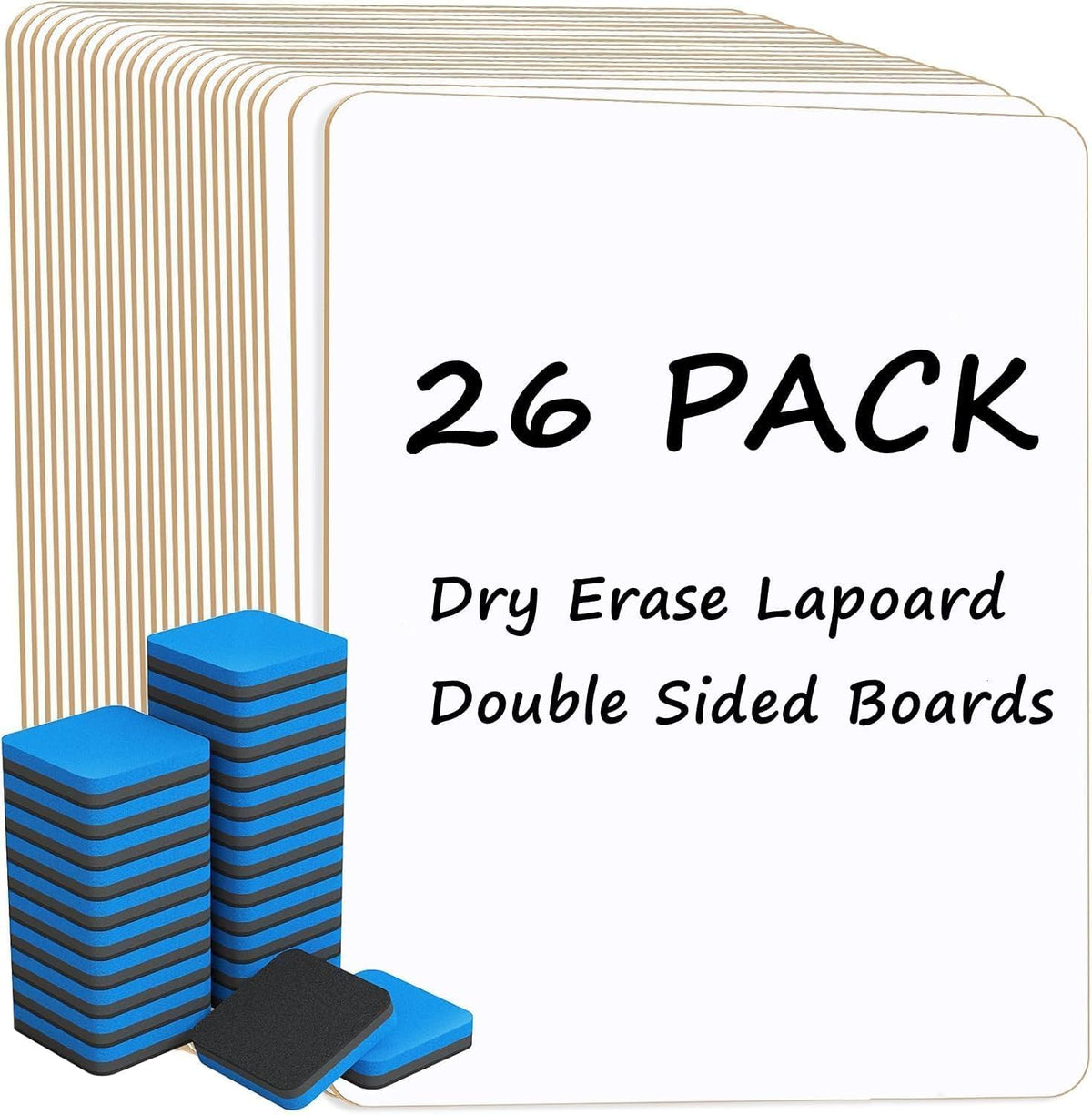 Dry Erase Lapboard Double Sided Boards, with Erasers (26)
