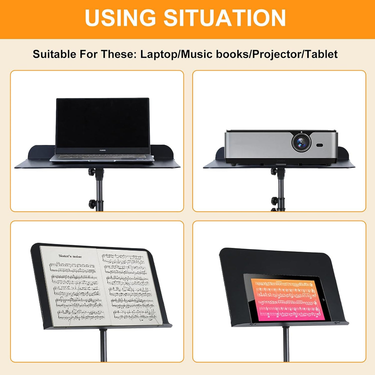 AODSK 5 in 1 Dual-Use Folding Sheet Music Stand & Desktop Book Stand, Adj...
