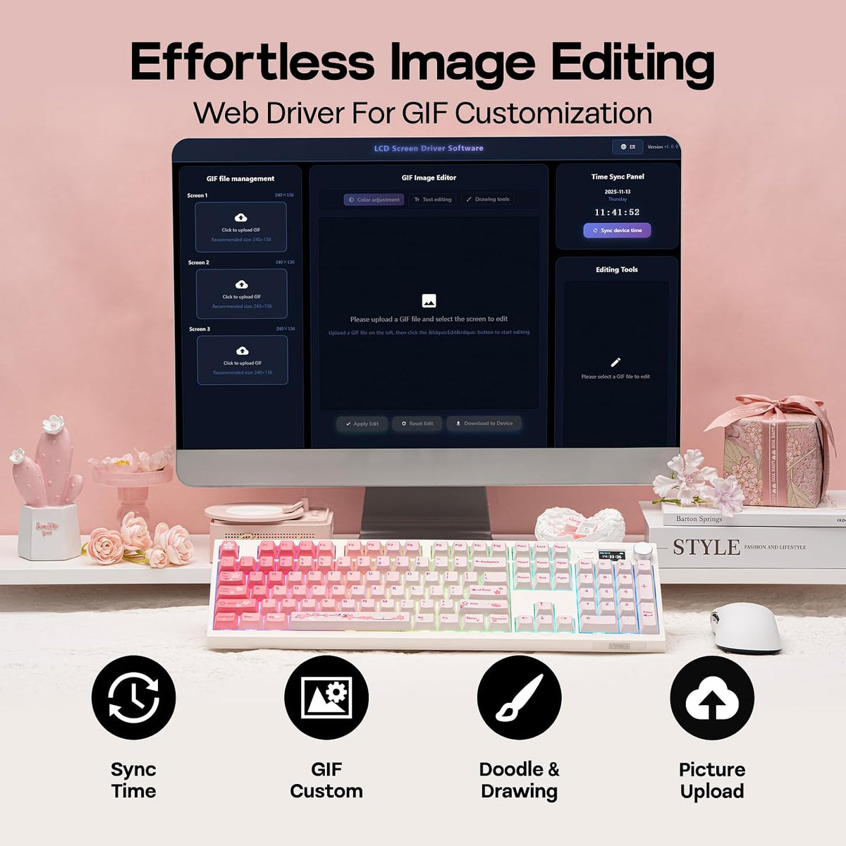 EPOMAKER QK108 Full Size Mechanical Keyboard with Screen & Knob, 8000mAh