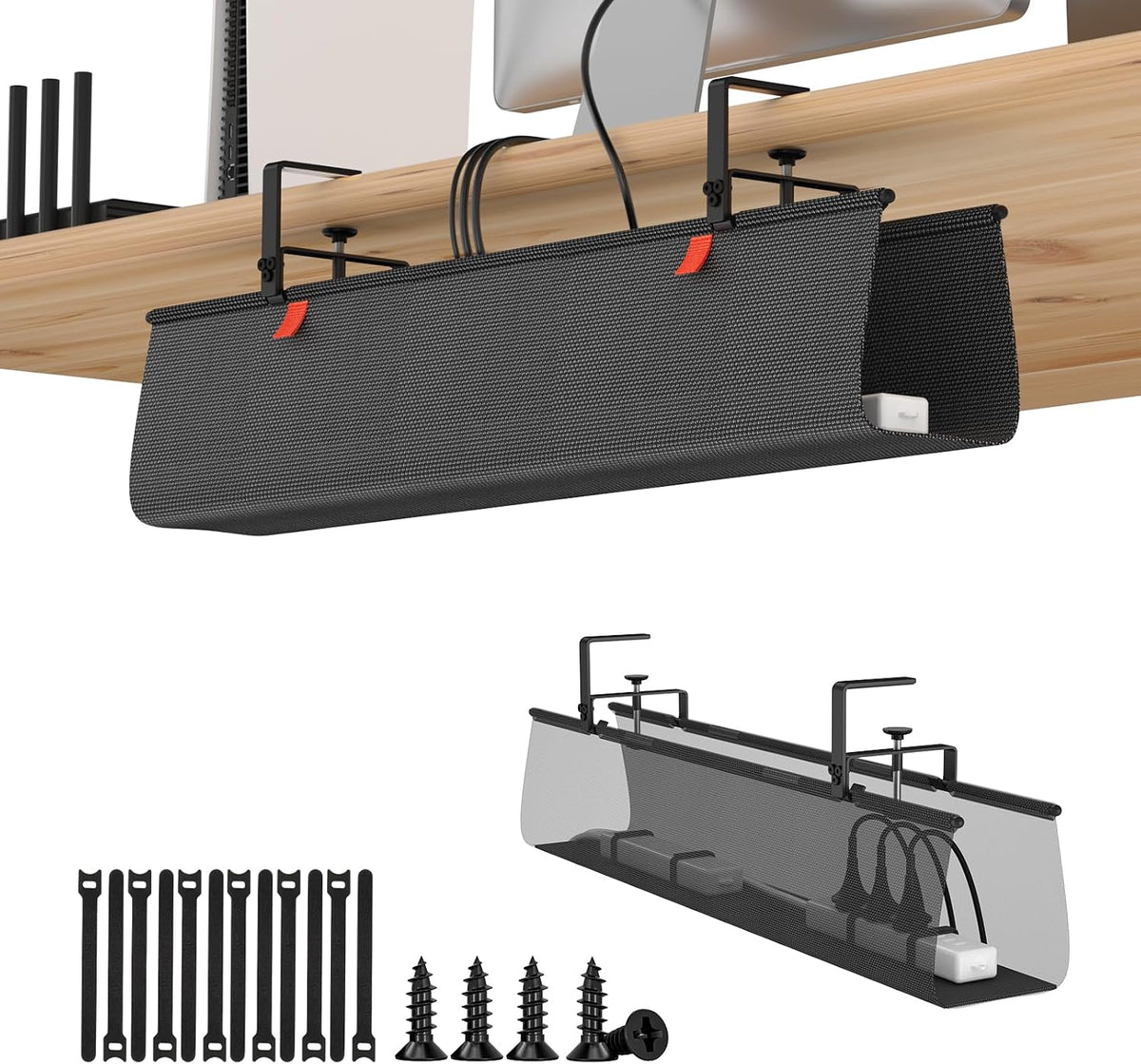 Heavy Duty Under Desk Cable Management Tray No Drill 36x5.5 inch