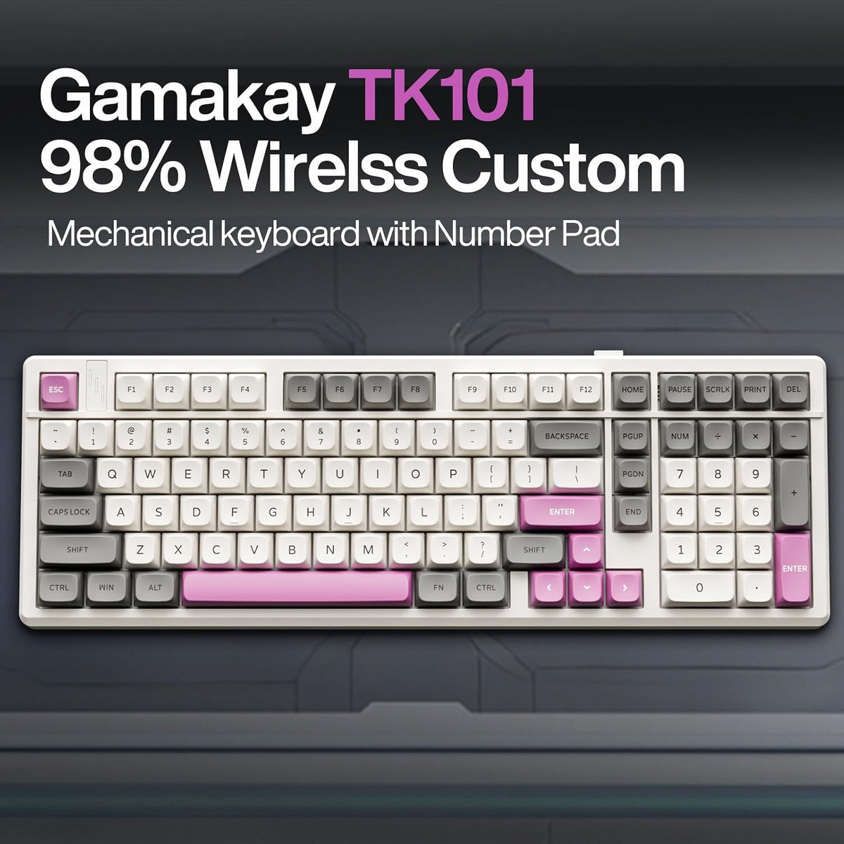 GK GAMAKAY TK101 98% Wireless Mechanical Keyboard with Number Pad 101 Keys
