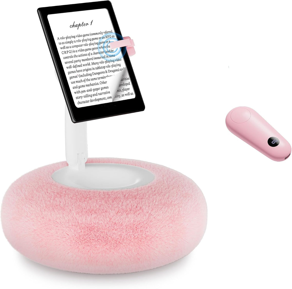 VoltifyMax Magnetic Kindle Holder with Page Turner, Cozy Pillow Kindle Stand ...