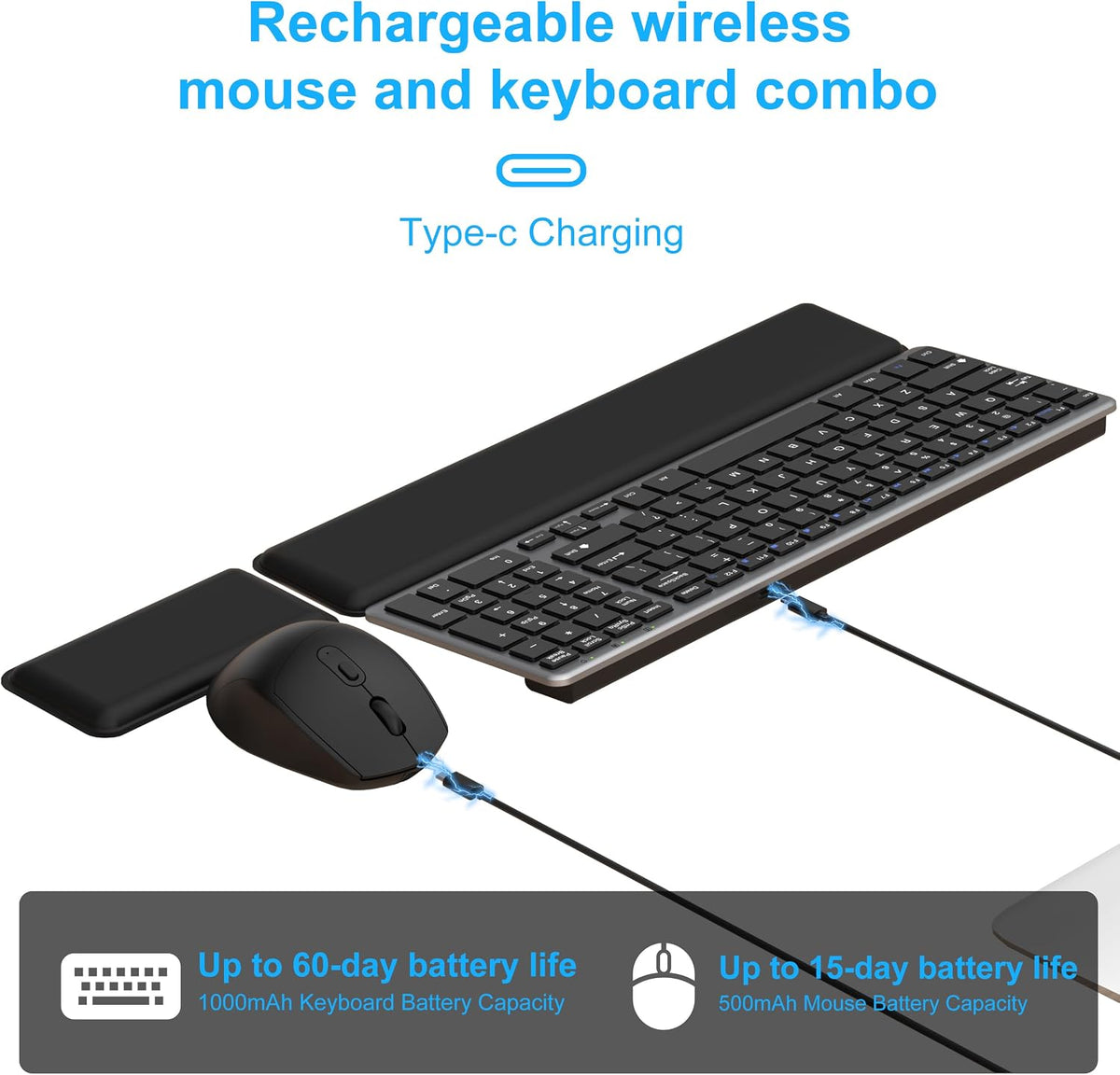 Ultra Slim Quiet Silent Wireless Keyboard and Mouse Combo with Magnetic Wrist...