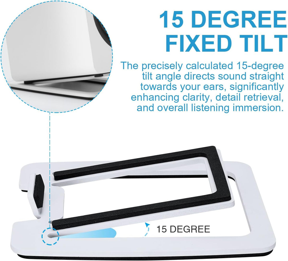 Sanyun SW601 15° Tilted Speaker Stands for 2-3 Inch Speakers (Pair, White)