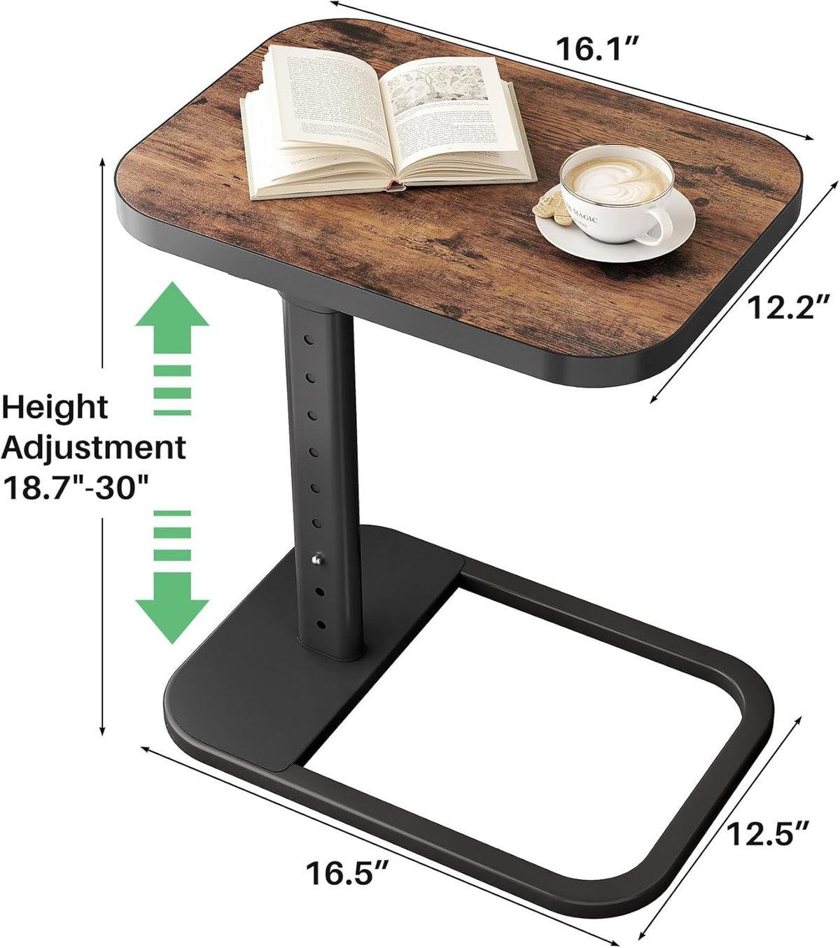 Kitstorack TV Tray Table, Adjustable Height & Flip-Top & Rounded Meta...