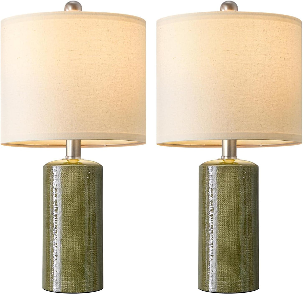 20.25" Small Table Lamps Set of 2 Modern Ceramic Lamps for Living Room