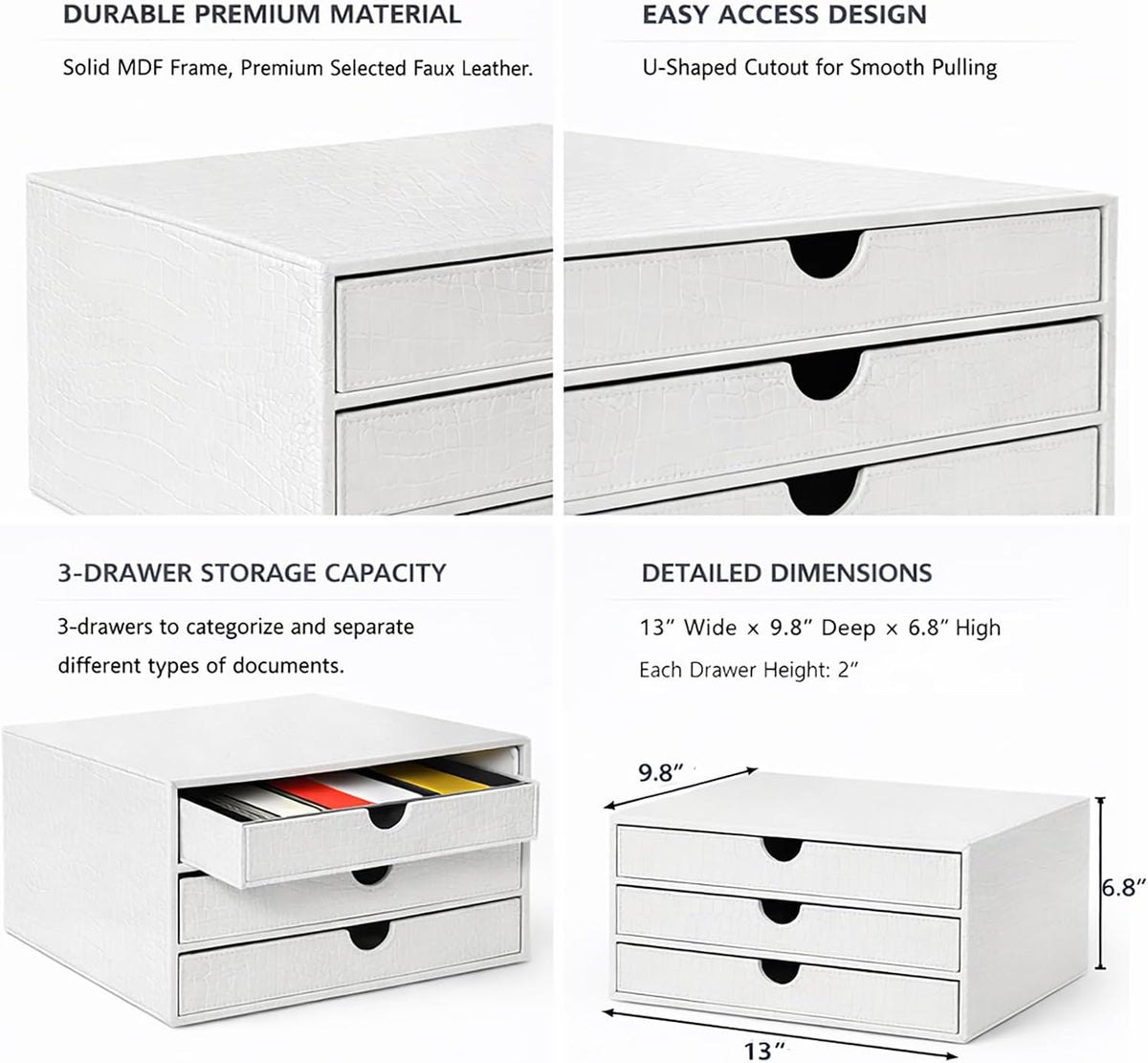 UnionBasic Document Organizer, 3-Drawer File Cabinet Document Storage Box, Of...