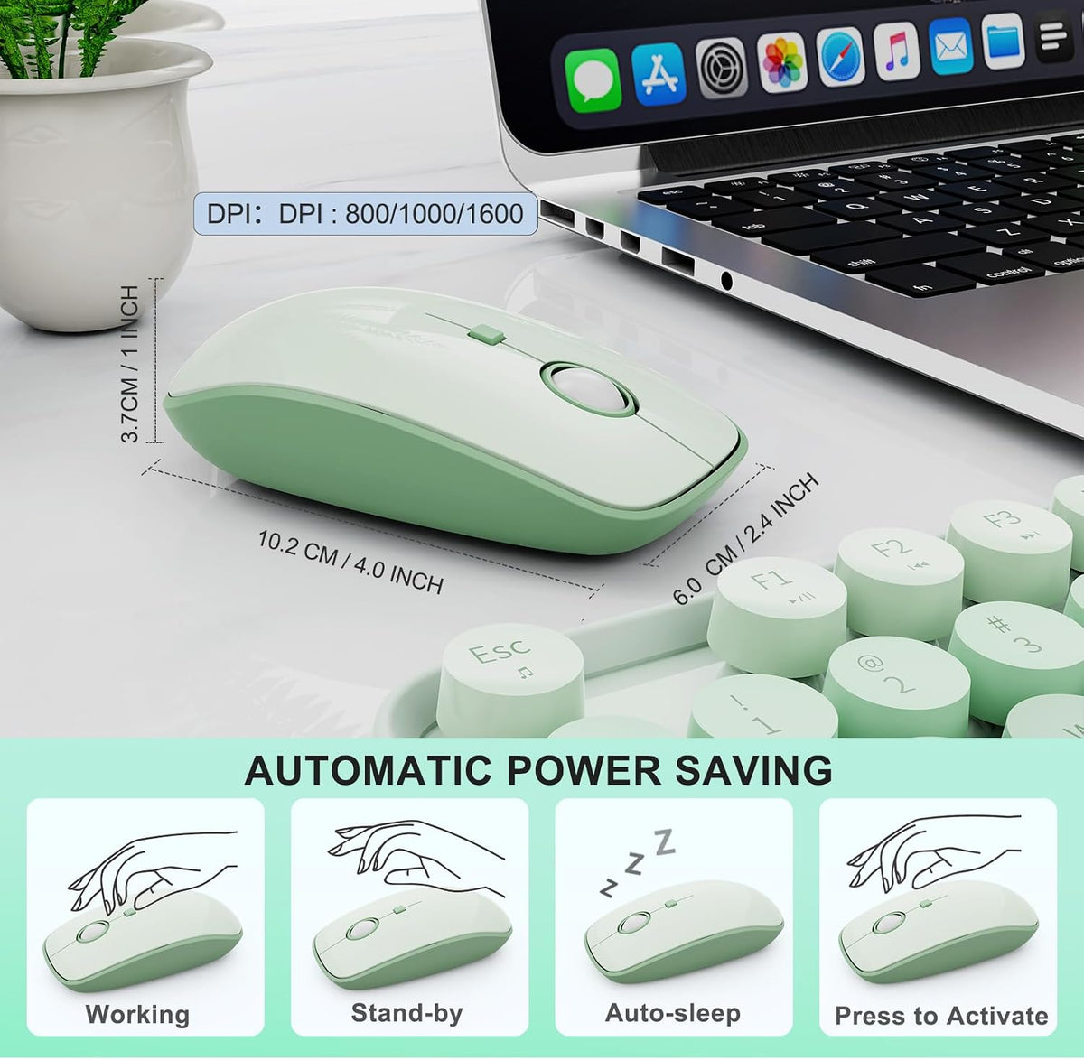 Wireless Keyboard and Mouse | Cute Colorful Keyboard and Mouse with 2.4GHz Co...