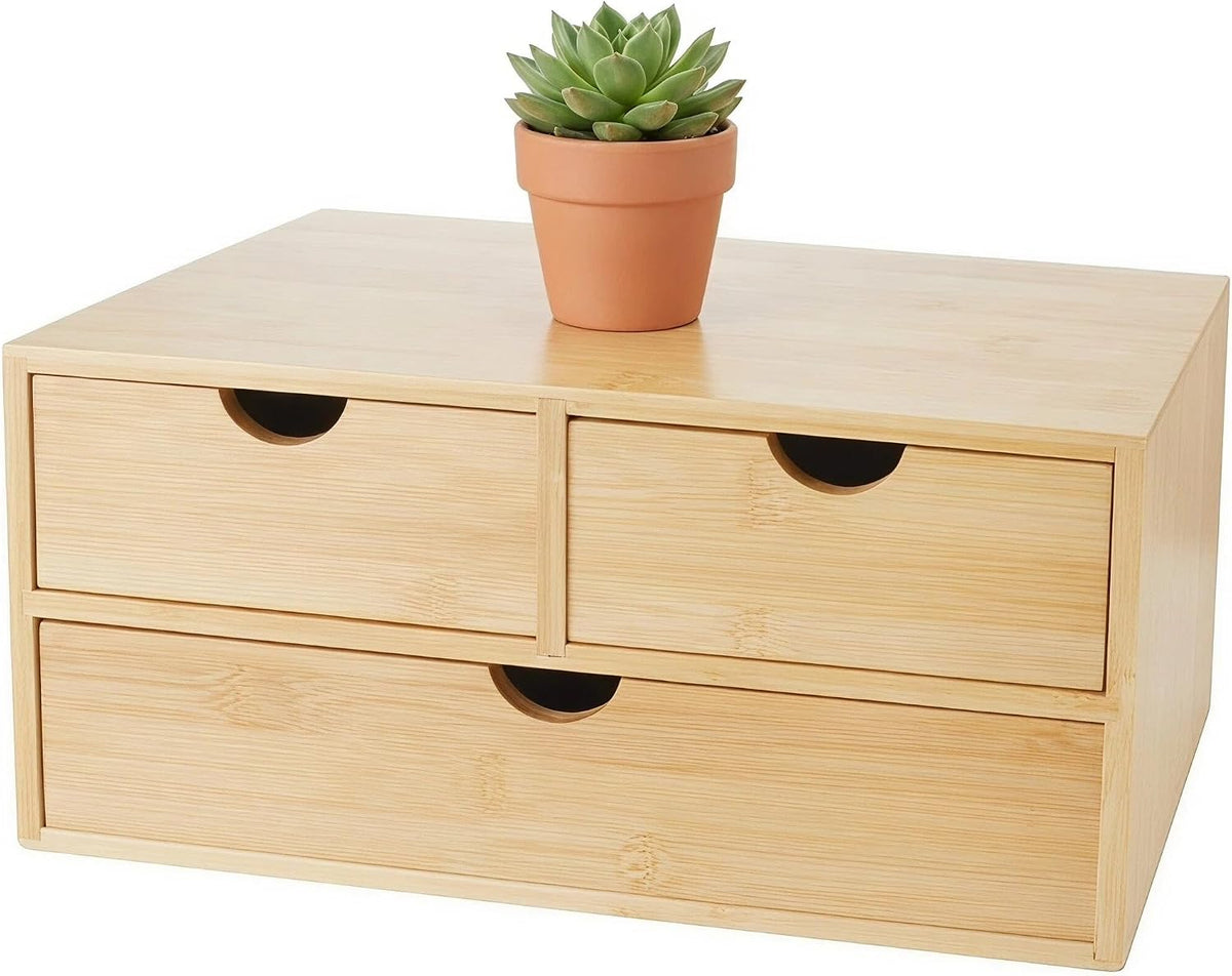 Charmewooden Bamboo Desk Organizer with 3 Drawers, Countertop Organizer with ...