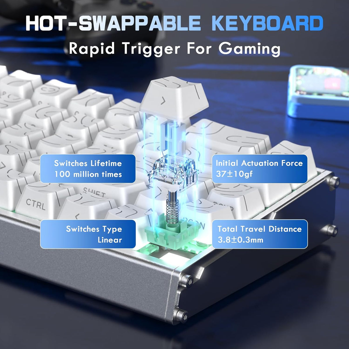 ATTACK SHARK X68 MAX HE 60% Wired Magnetic Switch Keyboard,Full Aluminum CNC,...