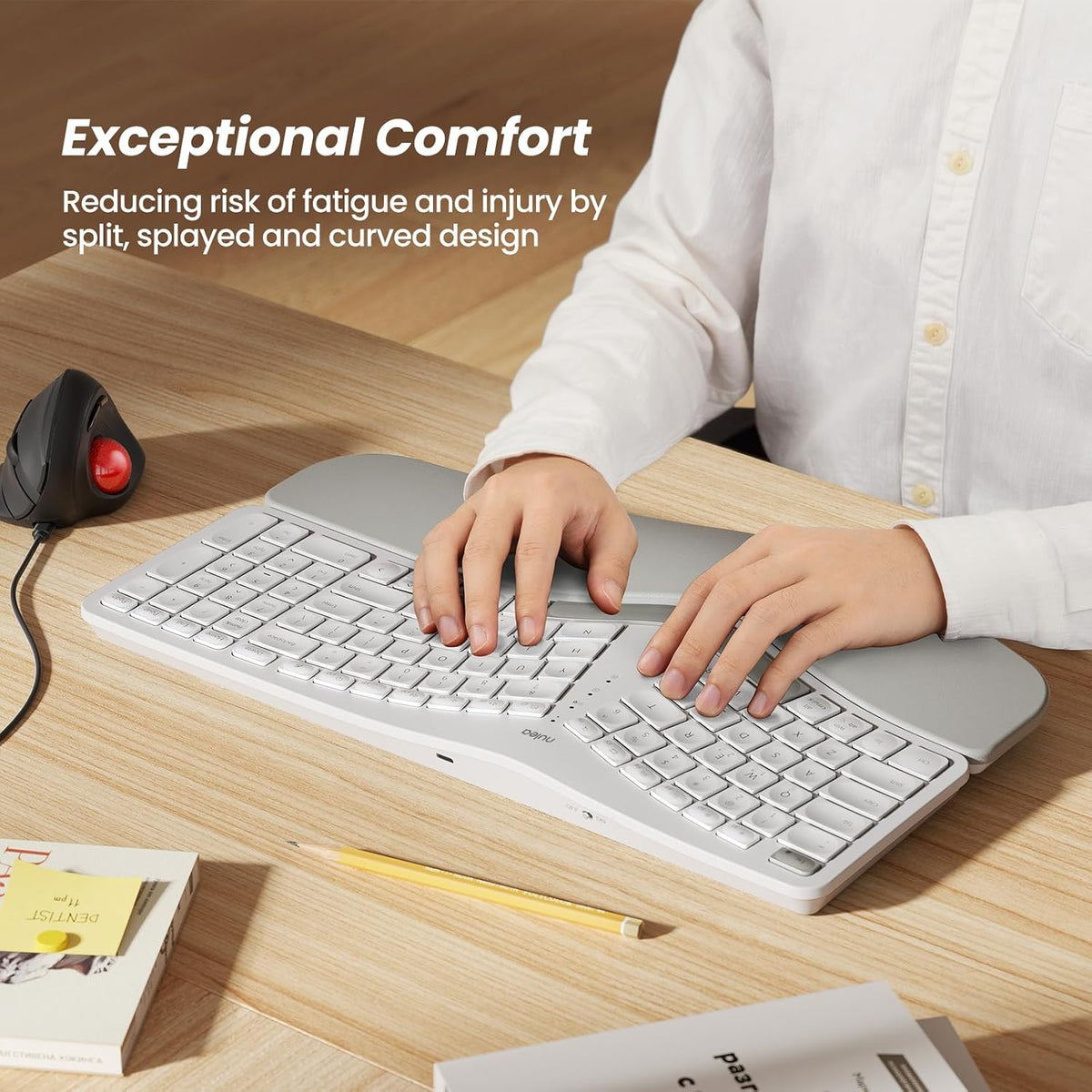 Nulea RT05 Wireless Ergonomic Keyboard, Split Keyboard with Wrist Rest, USB-C...