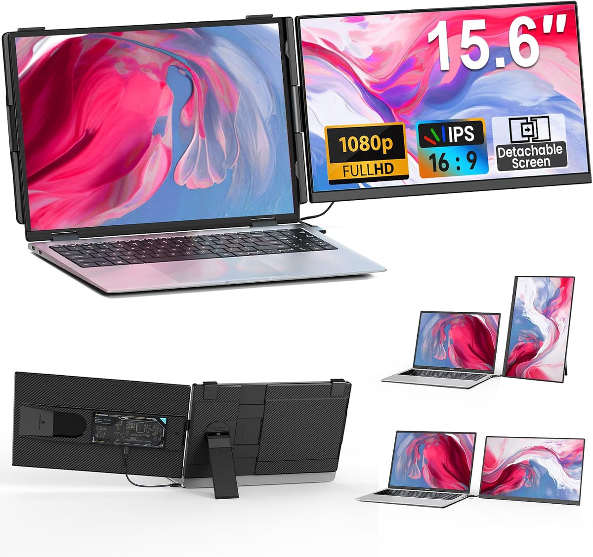 Cevaton Laptop Screen Extender - 15.6" FHD 1080P Portable Monitor for La...