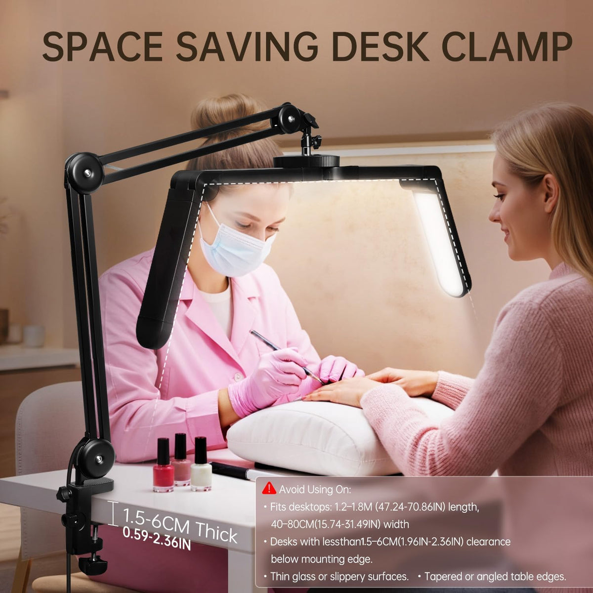 Half Moon Light for Nail Desk, LED Lamp for Nail Tech