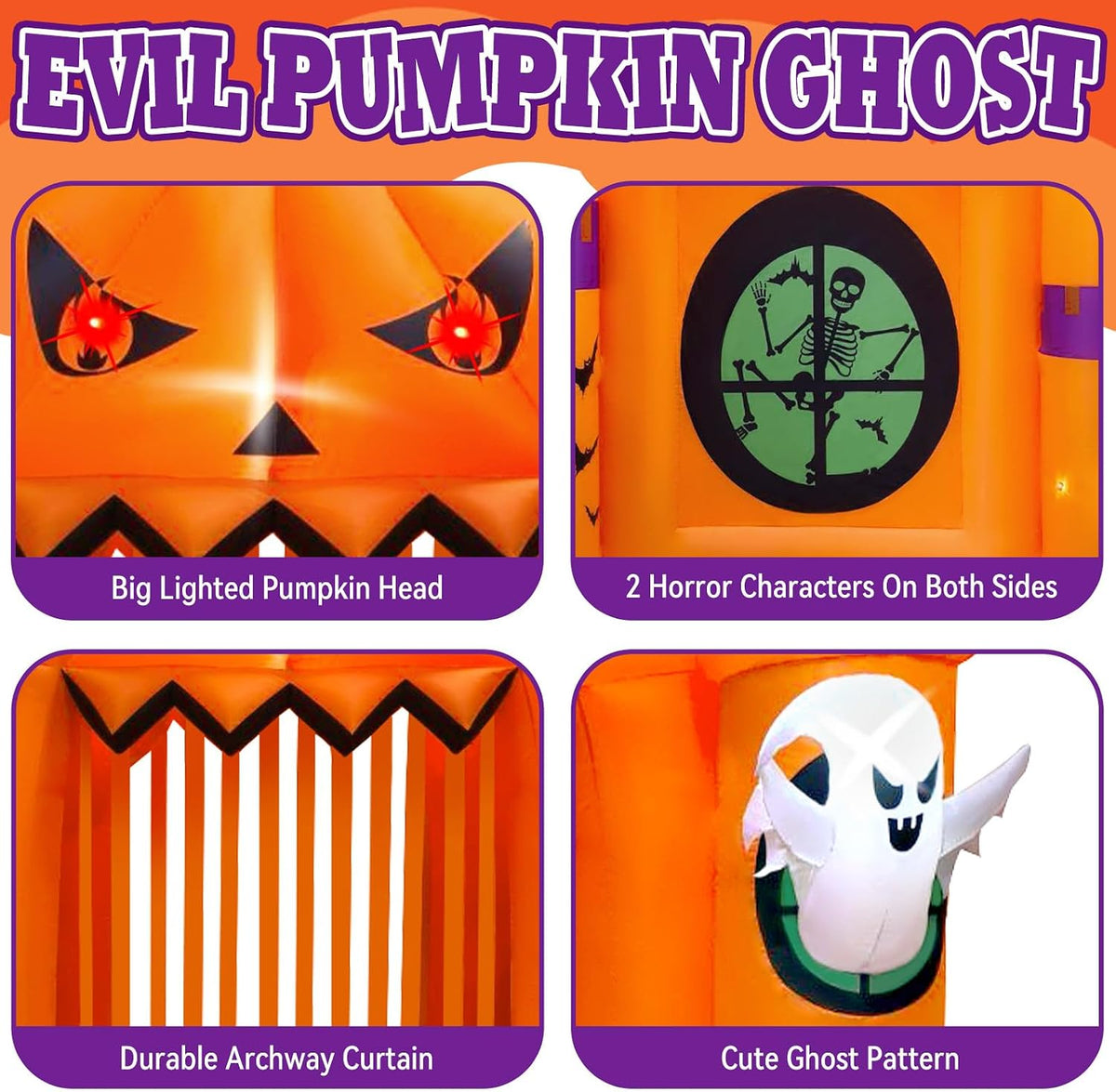Kalolary 12FT Halloween Inflatables Archway Giant Pumpkin Arch Inflatable