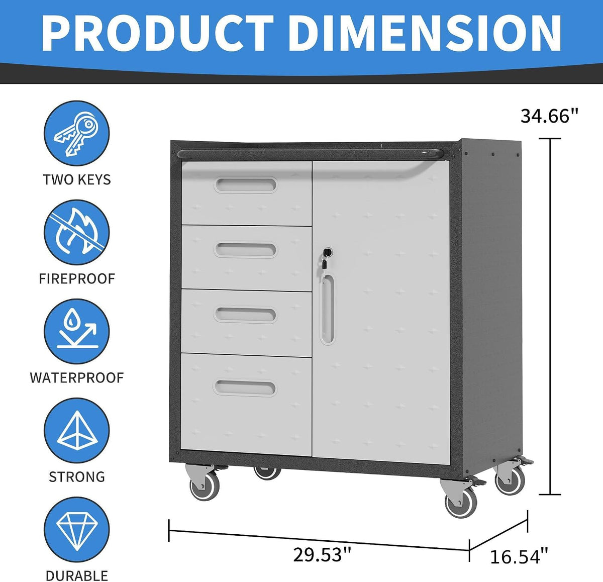 Metal Storage Cabinet for Garage, Tool Cabinet, Utility Cabinet