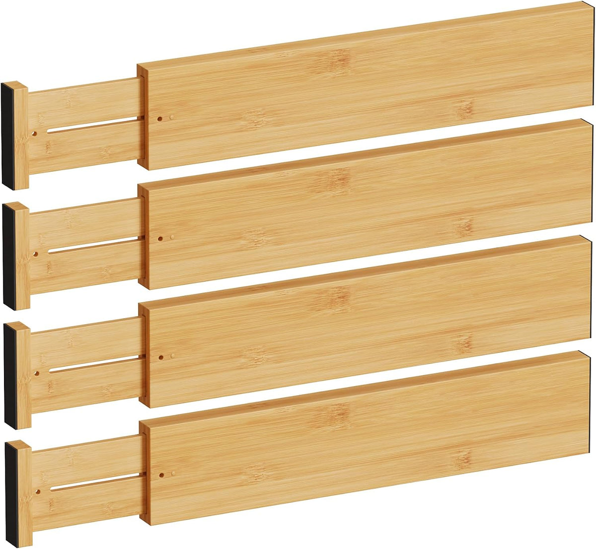 BAMEOS Bamboo Expandable Drawer Dividers – Fits 16.65"–22" Drawers,...