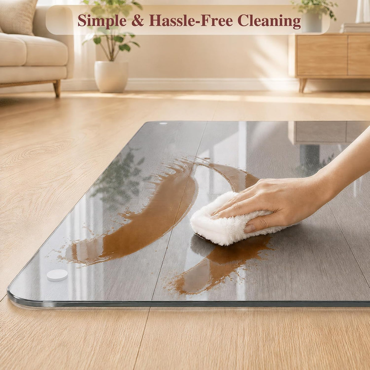 Tempered Glass Chair Mat for Carpet, 30"x48" Grey Floor Mat
