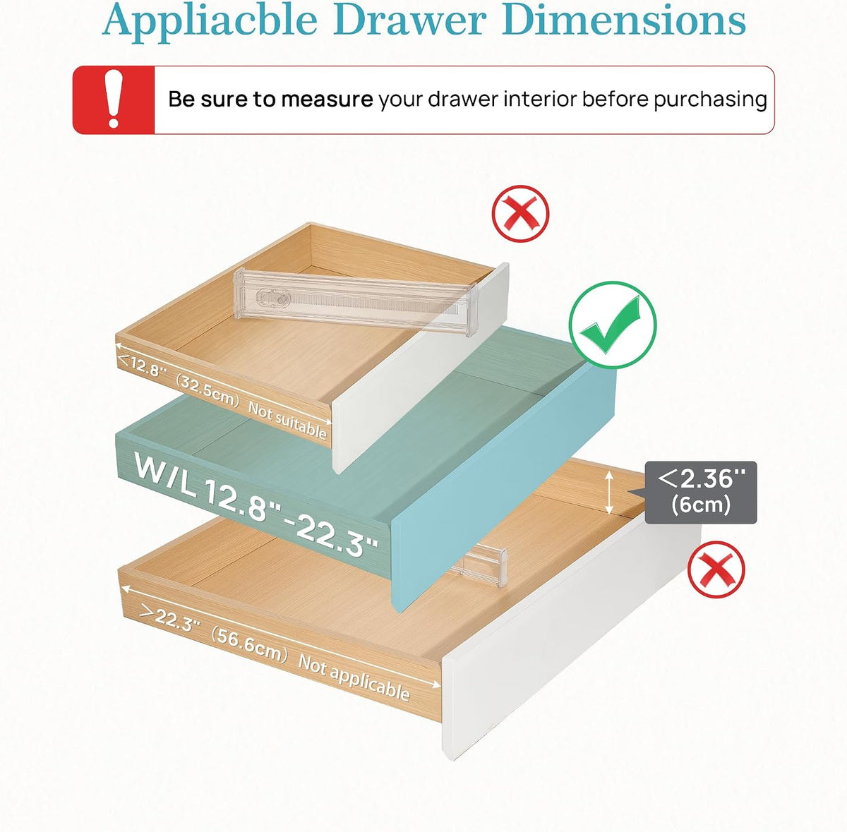 Vtopmart 2.36" Drawer Dividers with Expandable Inserts, 12.8"-22.3&...