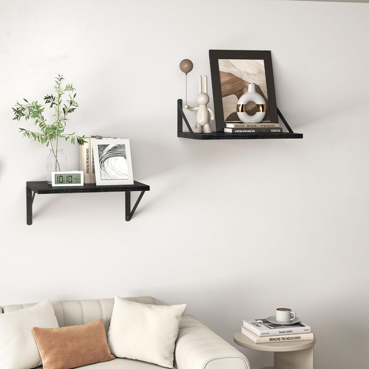 Heimlove 16W x 12D Deep Floating Shelves Set of 2 Black