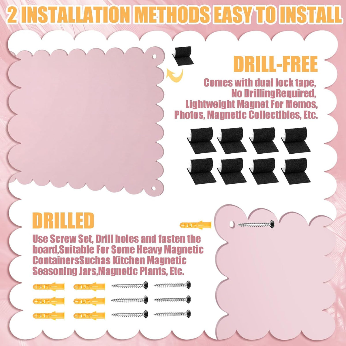3 Pack Magnetic Board for Wall 16.1 x 13 Magnet Bulletin Board, Pink