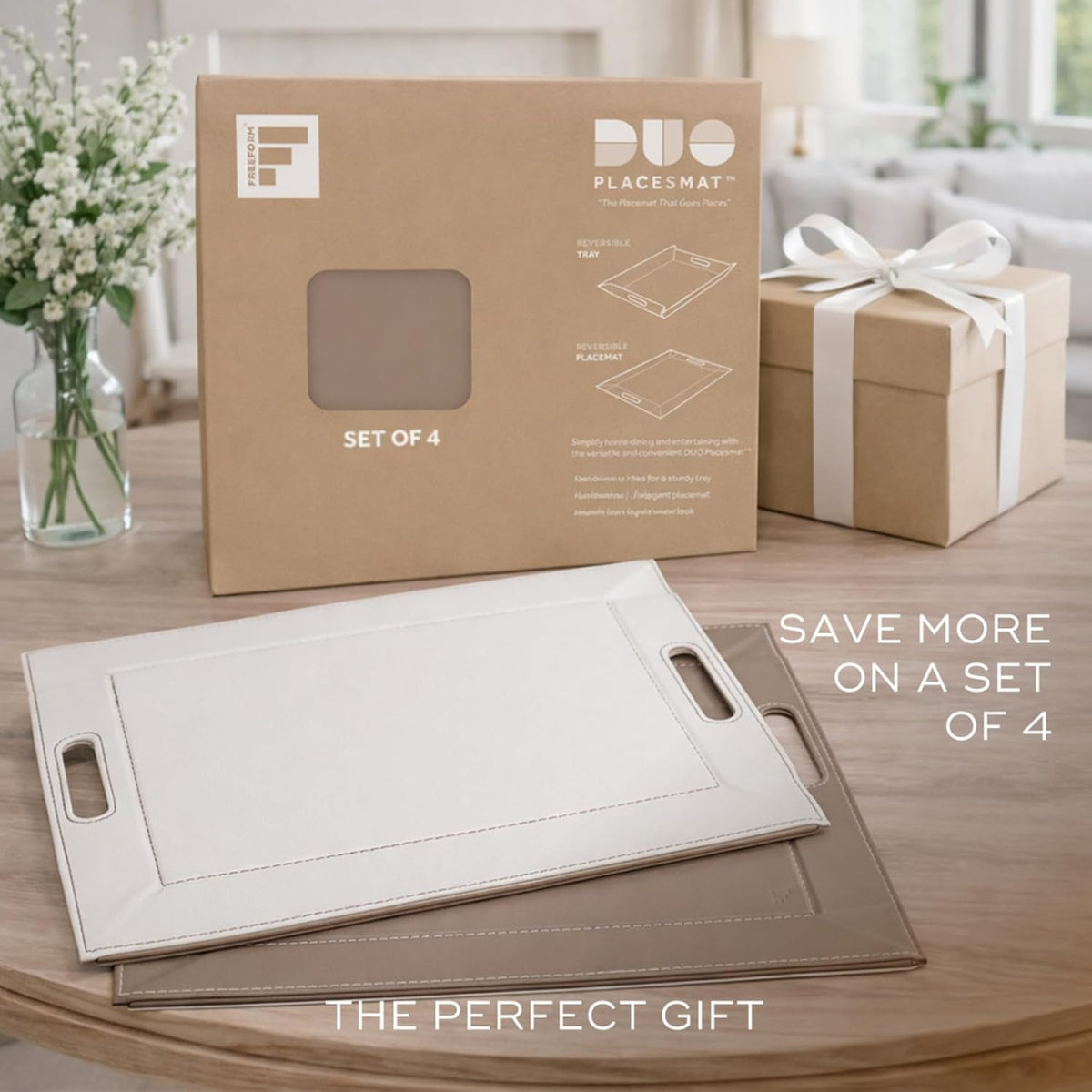 2-in-1 Serving Tray & Placemat | Faux Leather & Reversible