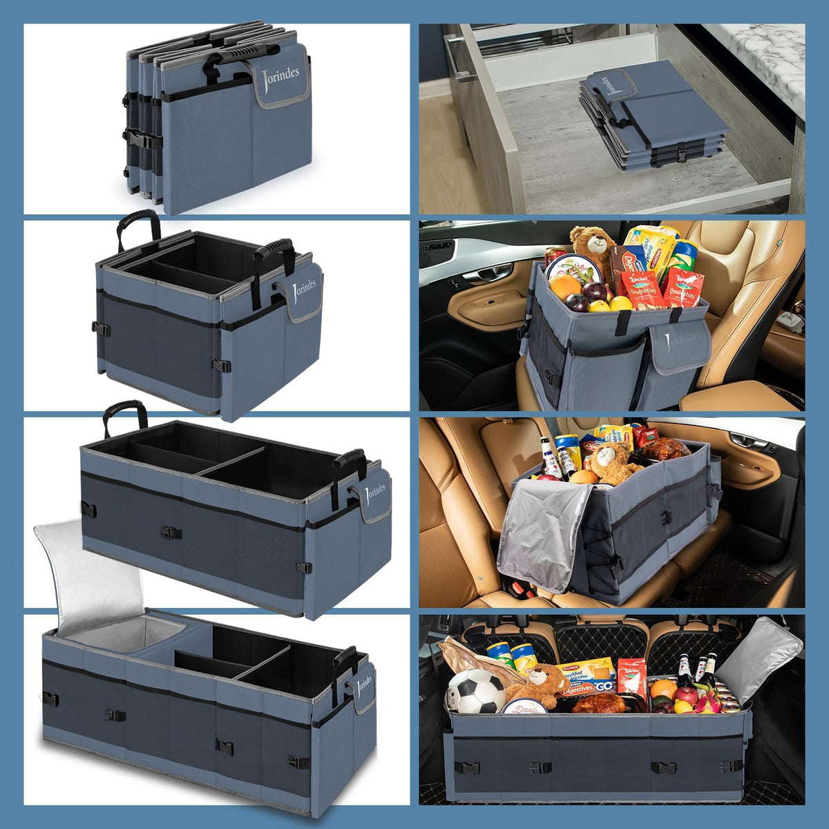 Trunk Organizer and Storage with Built-In Insulated Leak Proof Cooler Bag