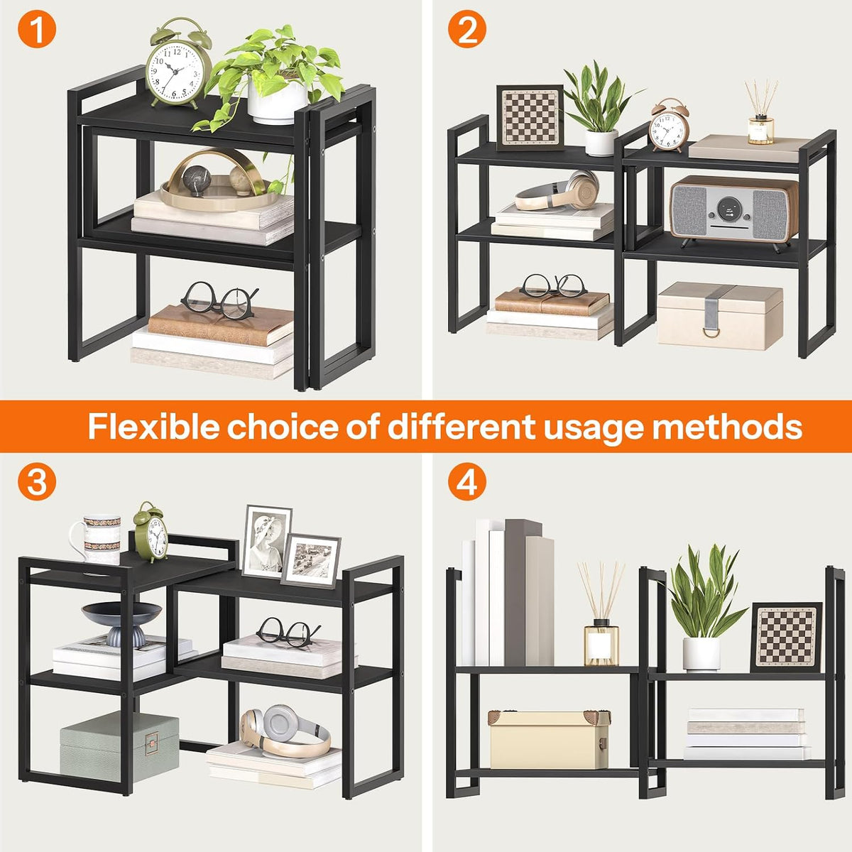 HOOBRO Desk Shelf Organizer,Adjustable Desk top Organizer Shelf, 2-Tier Shelf...