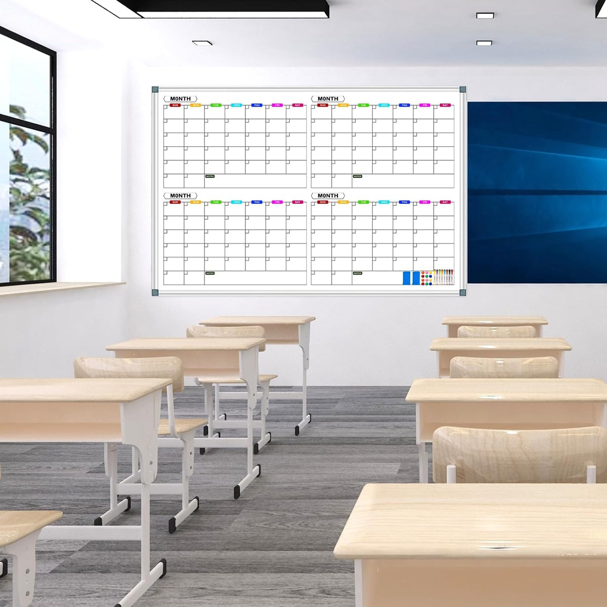 4 Month Large Magnetic Whiteboard for Wall, 60" x 40"