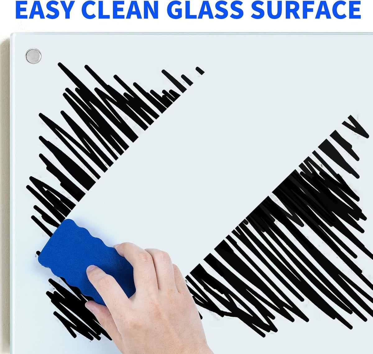 Maxtek Magnetic Glass Whiteboard 72 x 48 in, Frameless Glass Board for Wall