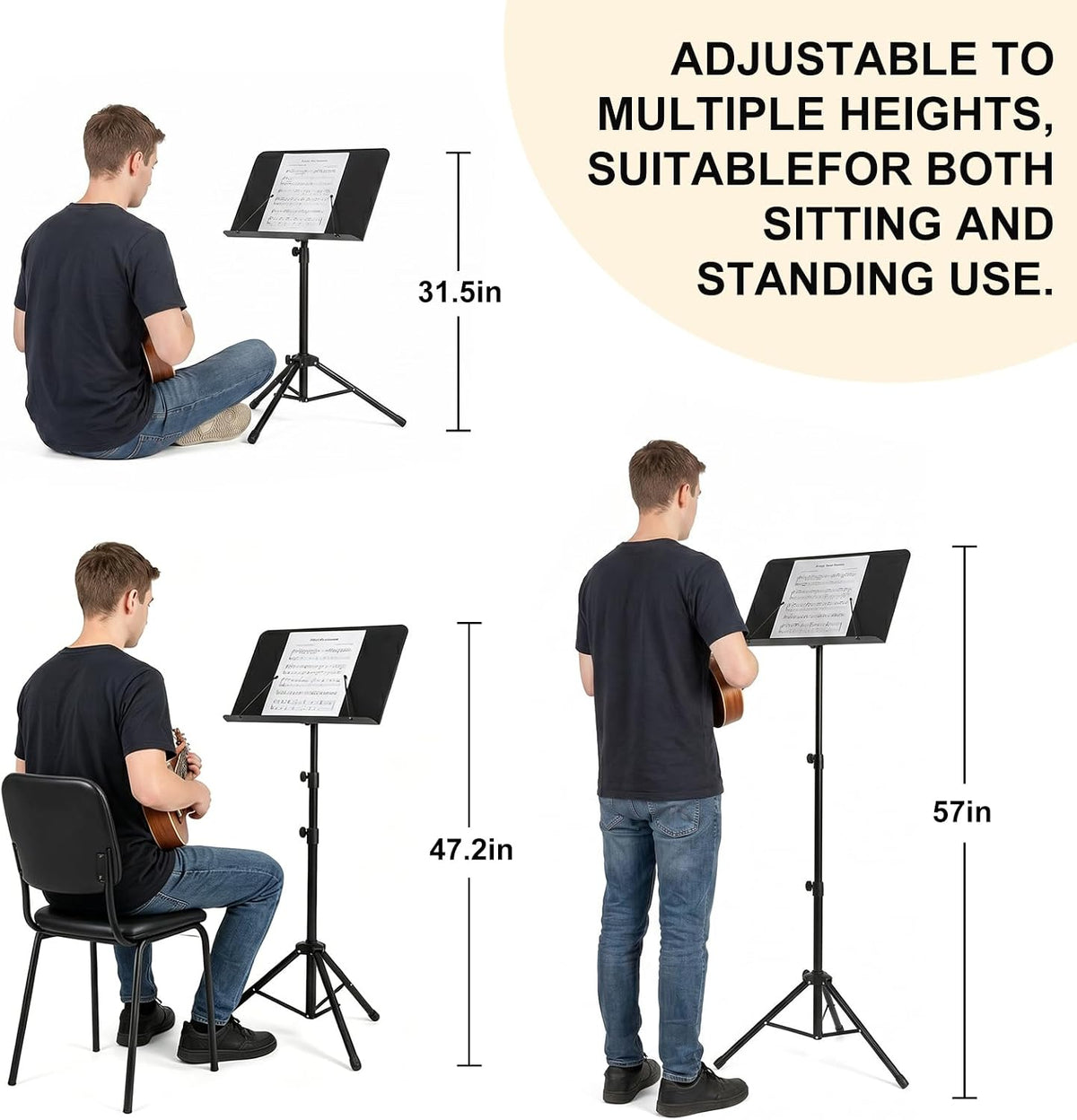 AODSK 5 in 1 Dual-Use Folding Sheet Music Stand & Desktop Book Stand, Adj...